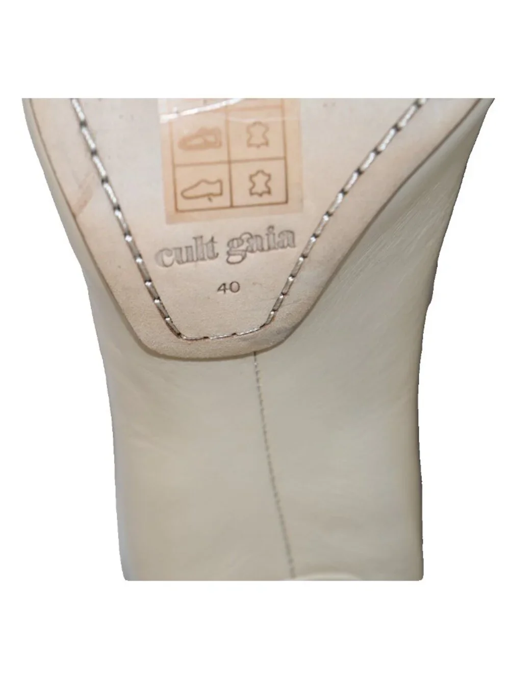 NEW $700 CULT GAIA RYAN ANKLE BOOT LEATHER CREAM SCULPTED HEEL 40 (TF22)